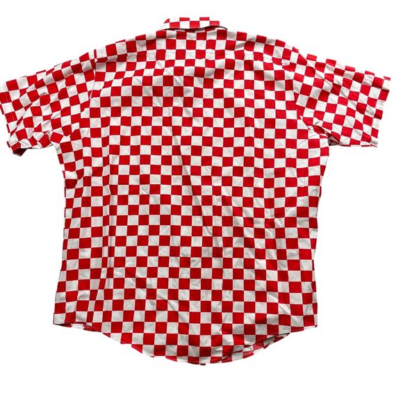 Christopher Scott XL VTG Button Red White Check Polyester Cotton Short Sleeve - Picture 5 of 5